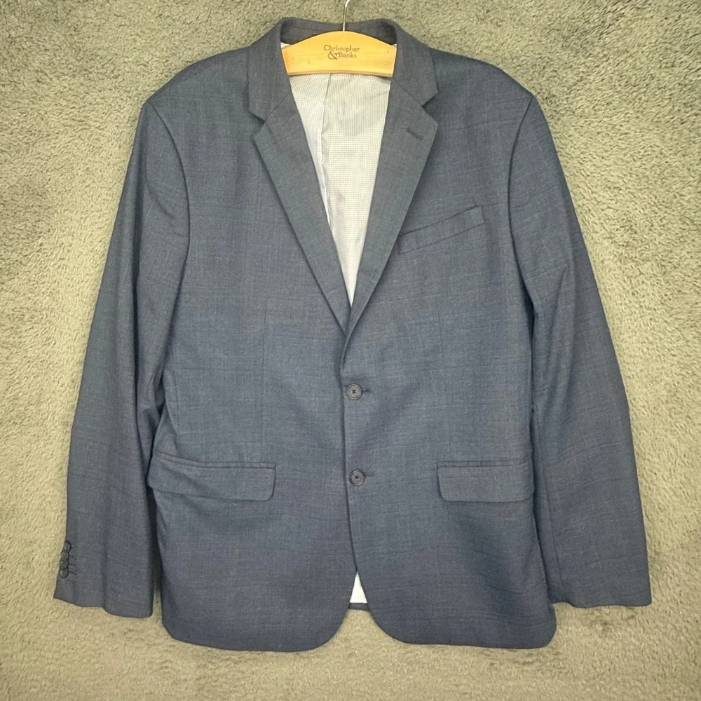 Banana Republic Blazer Mens 44‎ Regular Navy Plaid Slim Fit Sport Coat 792974-00